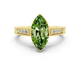 Yellow gold Marquise Cut Peridot Ring with Milgrain Pavé Band and Four-Prong Setting_12