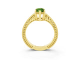 Yellow gold Marquise Cut Peridot Ring with Milgrain Pavé Band and Four-Prong Setting_15