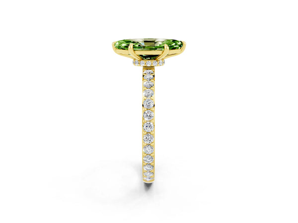Yellow gold Marquise Cut Peridot Pavé Engagement Ring with Round  Accents and Prong Setting
