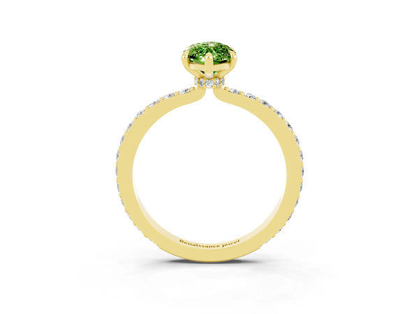 Yellow gold Marquise Cut Peridot Pavé Engagement Ring with Round  Accents and Prong Setting