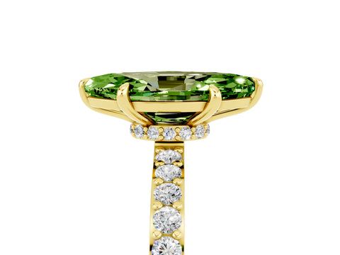 Yellow gold Marquise Cut Peridot Ring with Pavé Band and Four-Prong Setting_5