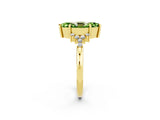 Yellow gold Marquise Cut Peridot Ring with Side Stones and Four-Prong Setting_38