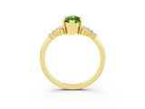 Yellow gold Marquise Cut Peridot Ring with Side Stones and Four-Prong Setting_39
