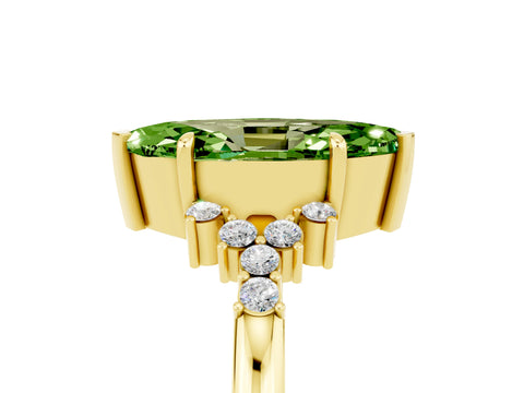 Yellow gold Marquise Cut Peridot Ring with Side Stones and Four-Prong Setting_41