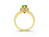 Yellow gold Marquise Cut Peridot Scalloped Halo Engagement Ring with Round Shared Prong Band_15