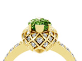 Yellow gold Marquise Cut Peridot Scalloped Halo Engagement Ring with Round Shared Prong Band_16