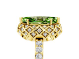 Yellow gold Marquise Cut Peridot Scalloped Halo Engagement Ring with Round Shared Prong Band_17