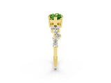 Yellow gold Marquise Cut Peridot Scattered Round Accent Ring with Prong Setting_14
