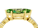 Yellow gold Marquise Cut Peridot Scattered Round Accent Ring with Prong Setting_16