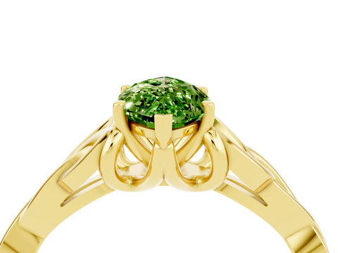 Yellow gold Marquise Cut Peridot Solitaire Celtic Knot Ring with Four-Prong Setting_16