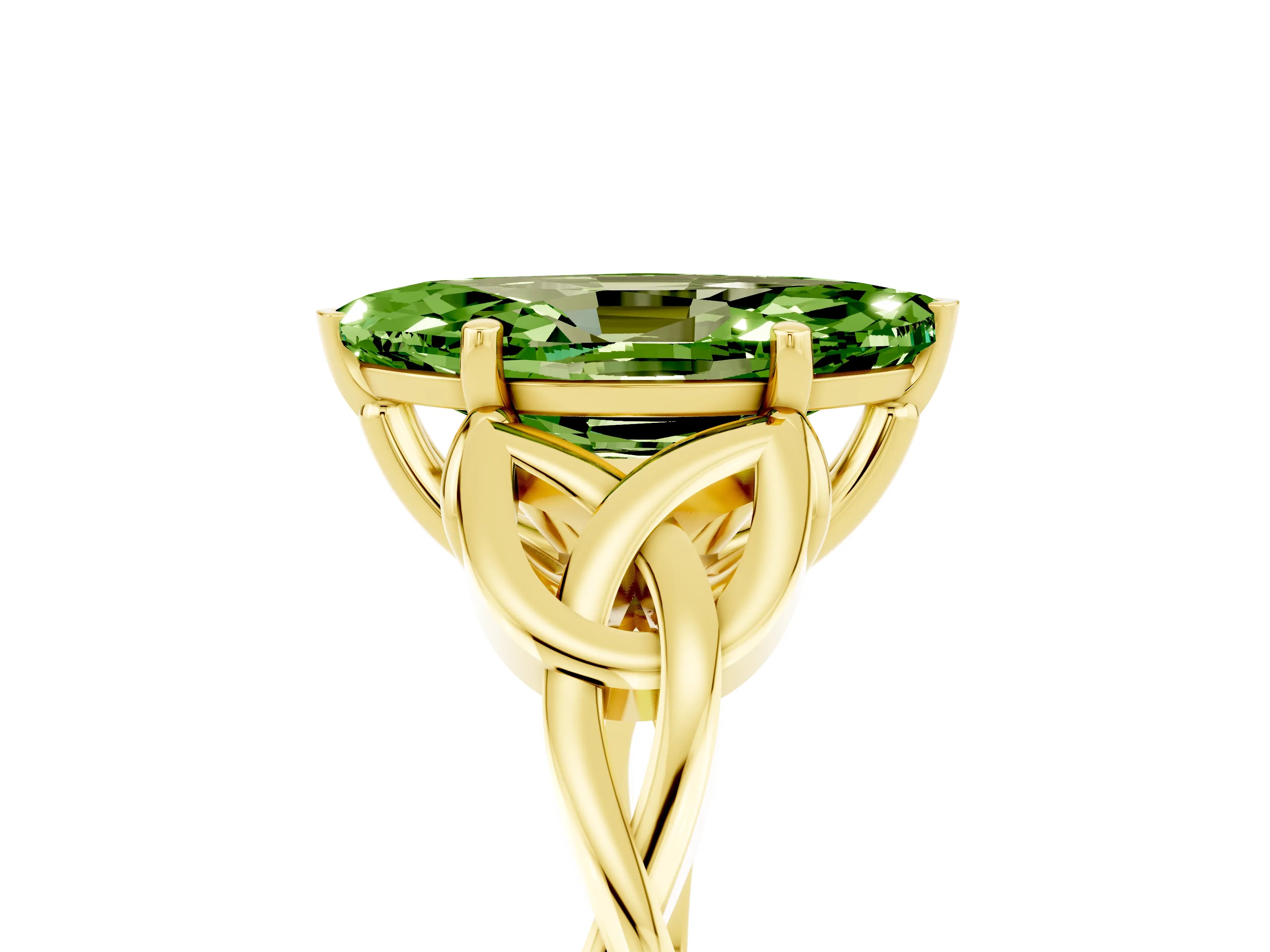 Yellow gold Marquise Cut Peridot Solitaire Celtic Knot Ring with Four-Prong Setting_17