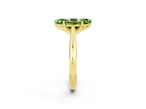 Yellow gold Marquise Cut Peridot Solitaire Engagement Ring with Cathedral Setting and Four-Prong Mount_14