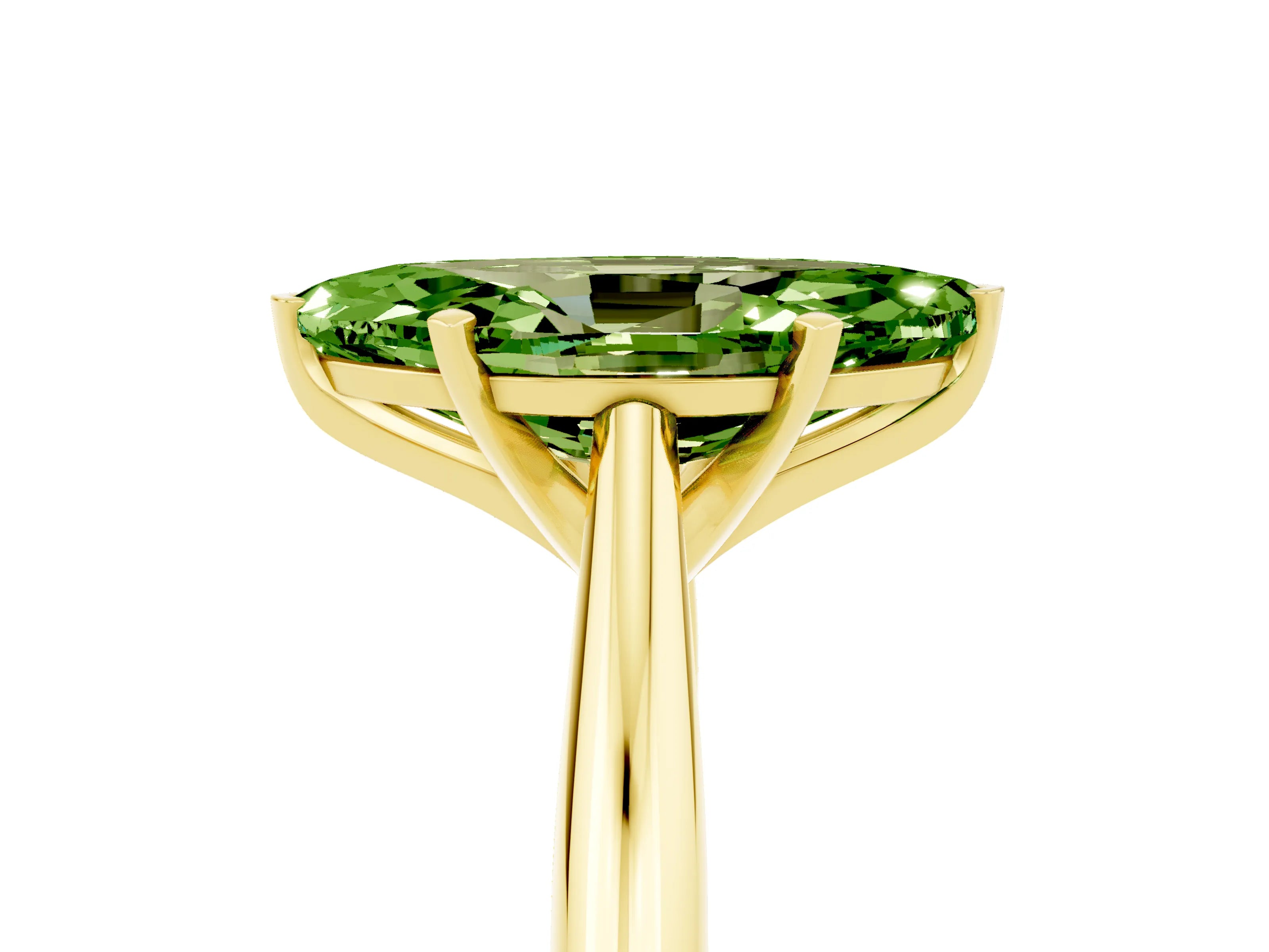 Yellow gold Marquise Cut Peridot Solitaire Engagement Ring with Cathedral Setting and Four-Prong Mount_17