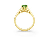 Yellow gold Marquise Cut Peridot Solitaire Engagement Ring with Cathedral Setting and Four-Prong Mount_27