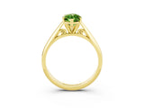 Yellow gold Marquise Cut Peridot Solitaire Engagement Ring with Cathedral Setting and Four-Prong Mount_33