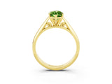 Yellow gold Marquise Cut Peridot Solitaire Engagement Ring with Cathedral Setting and Four-Prong Mount_75