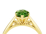 Yellow gold Marquise Cut Peridot Solitaire Engagement Ring with Cathedral Setting and Four-Prong Mount_76