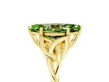 Yellow gold Marquise Cut Peridot Solitaire Engagement Ring with Celtic Knot Band and Four-Prong Setting_5
