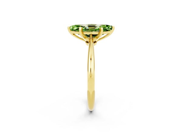 Yellow gold Marquise Cut Peridot Solitaire Engagement Ring with Classic Band and Four-Prong Setting