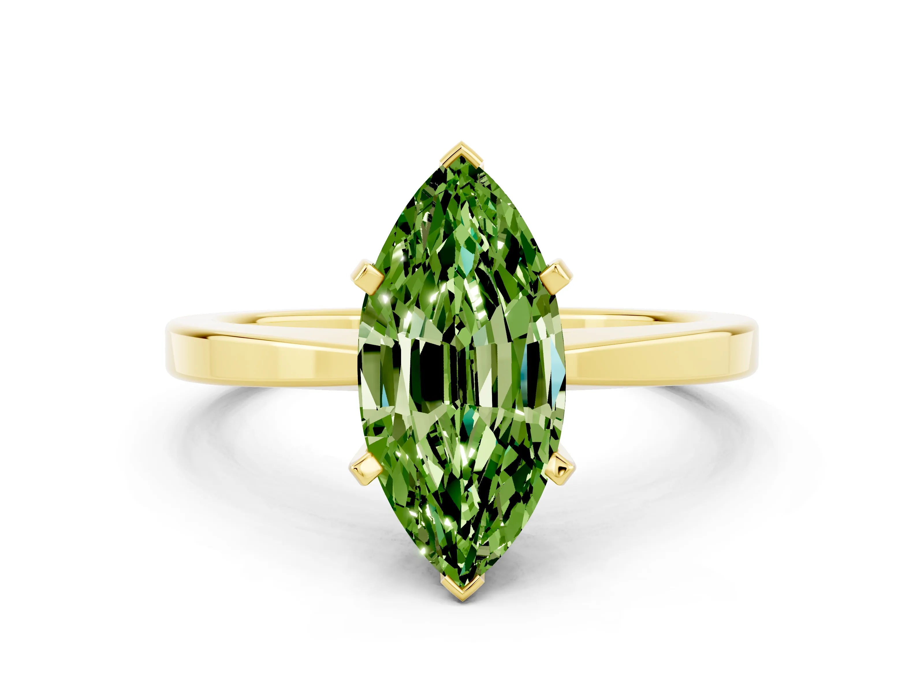 Yellow gold Marquise Cut Peridot Solitaire Engagement Ring with Classic Band and Four-Prong Setting_24