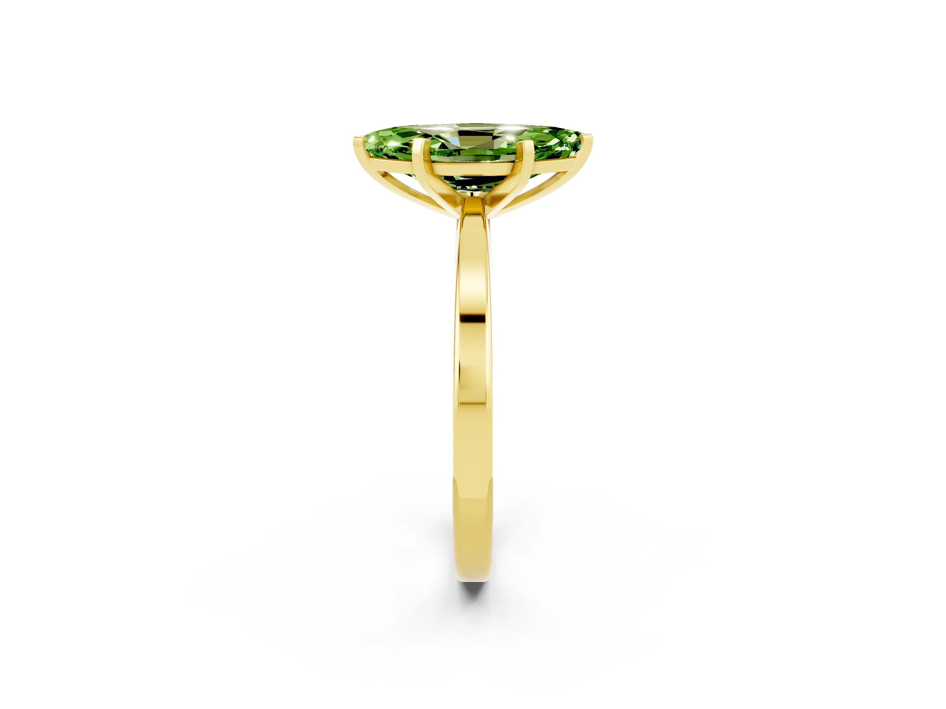 Yellow gold Marquise Cut Peridot Solitaire Engagement Ring with Classic Band and Four-Prong Setting_26