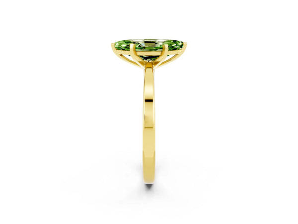 Yellow gold Marquise Cut Peridot Solitaire Engagement Ring with Classic Band and Four-Prong Setting