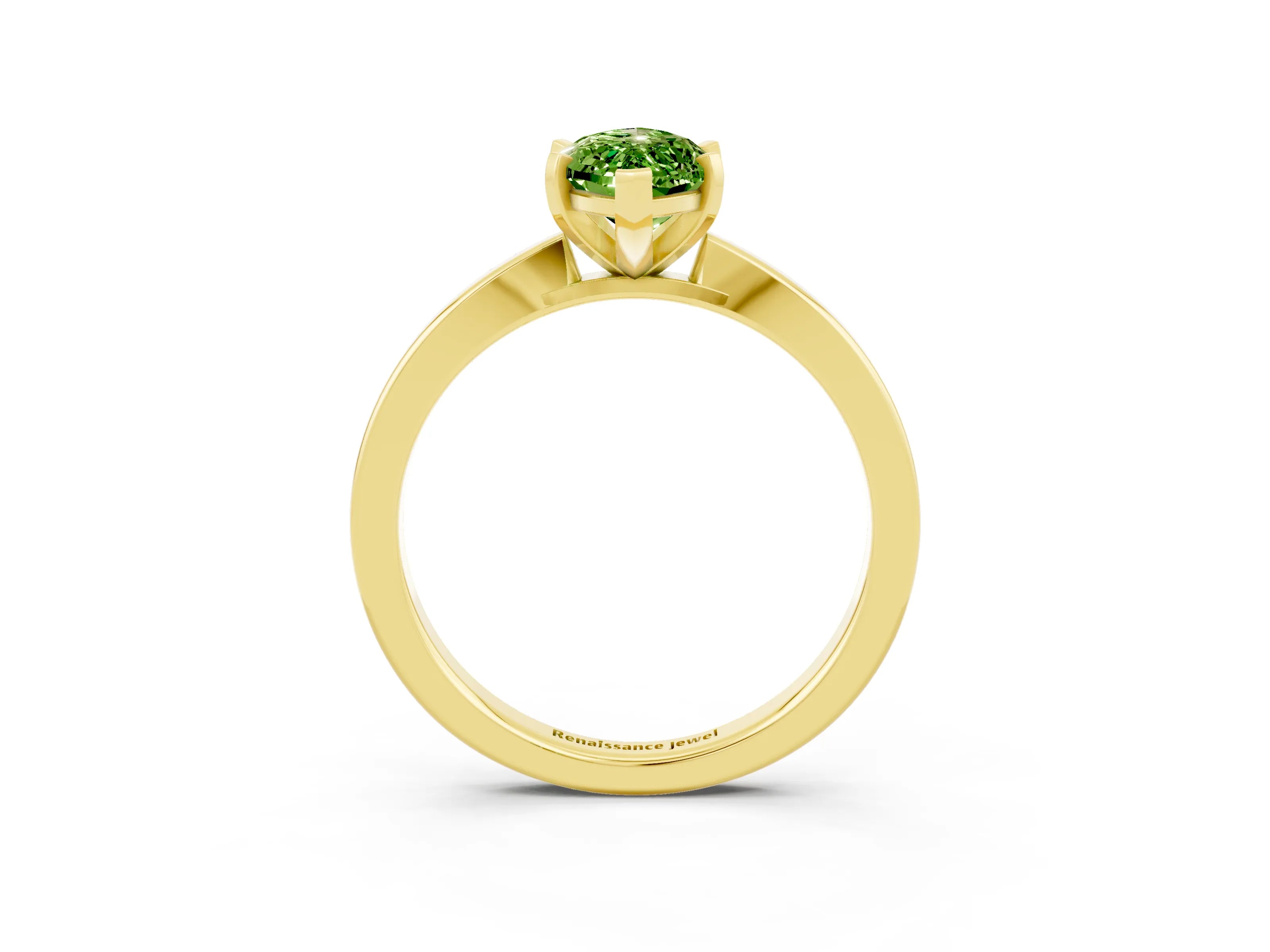 Yellow gold Marquise Cut Peridot Solitaire Engagement Ring with Classic Band and Four-Prong Setting_27