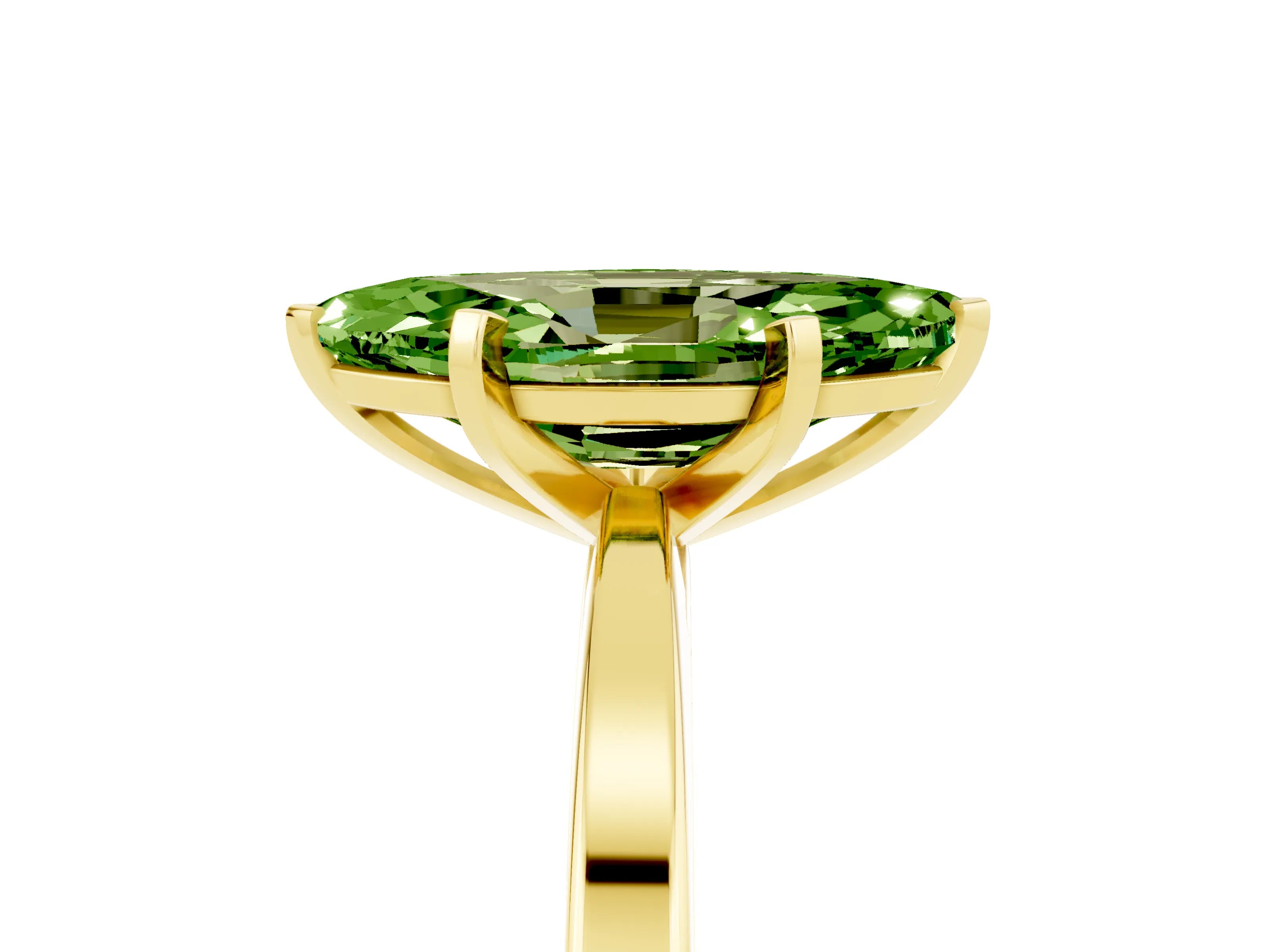 Yellow gold Marquise Cut Peridot Solitaire Engagement Ring with Classic Band and Four-Prong Setting_29