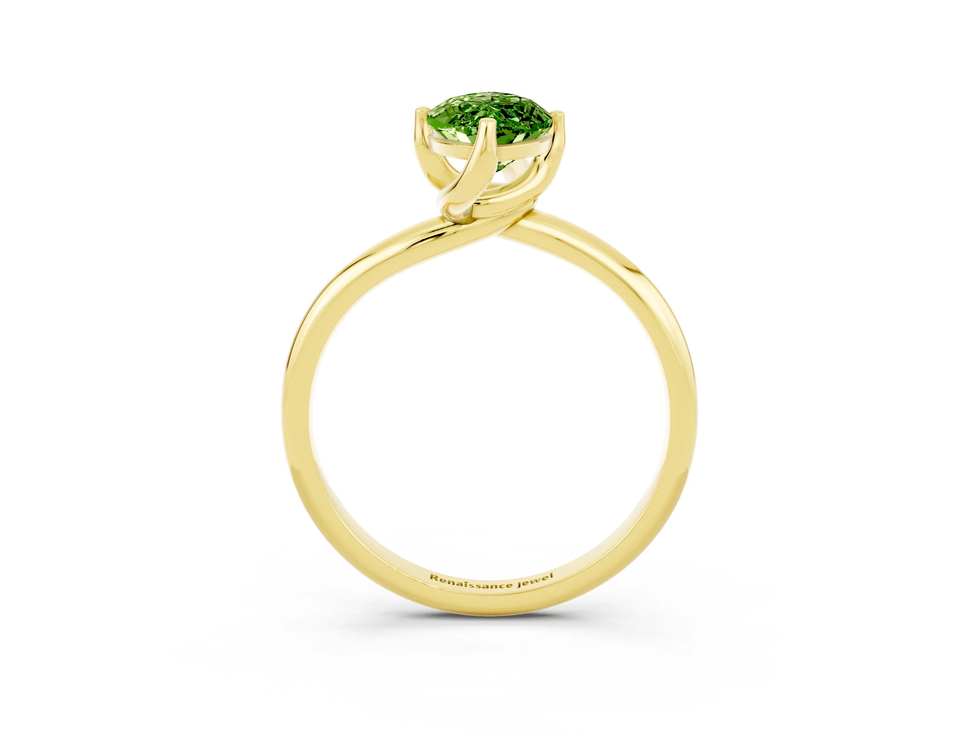 Yellow gold Marquise Cut Peridot Solitaire Engagement Ring with Four-Prong Setting and Classic Band_15