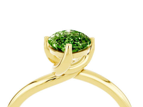 Yellow gold Marquise Cut Peridot Solitaire Engagement Ring with Four-Prong Setting and Classic Band_16