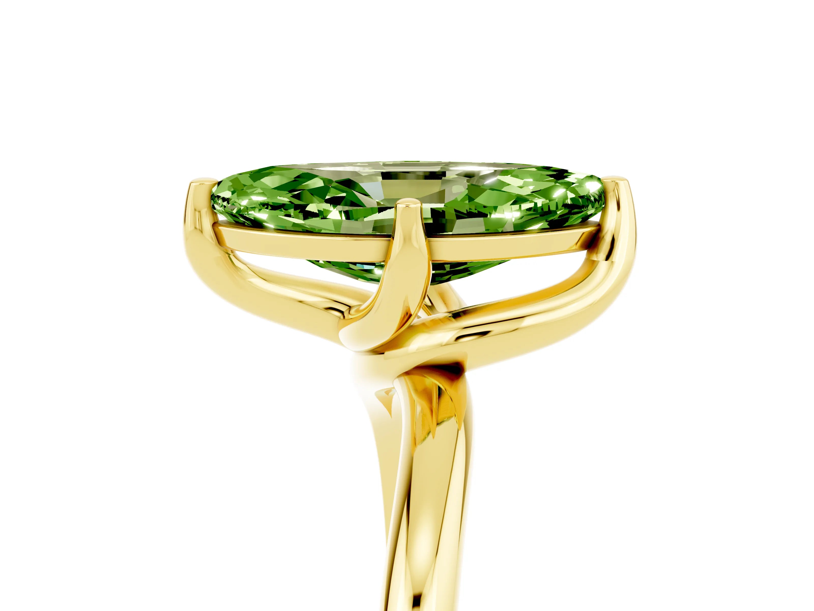 Yellow gold Marquise Cut Peridot Solitaire Engagement Ring with Four-Prong Setting and Classic Band_17
