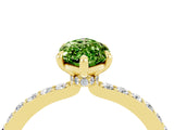 Yellow gold Marquise Cut Peridot Solitaire Engagement Ring with Pavé Band and Four-Prong Setting_4