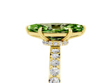 Yellow gold Marquise Cut Peridot Solitaire Engagement Ring with Pavé Band and Four-Prong Setting_5