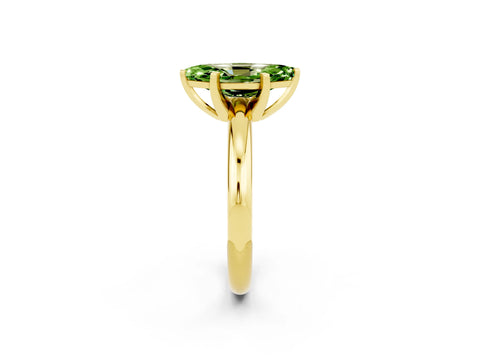 Yellow gold Marquise Cut Peridot Solitaire Engagement Ring with Round Band and Four-Prong Setting_2