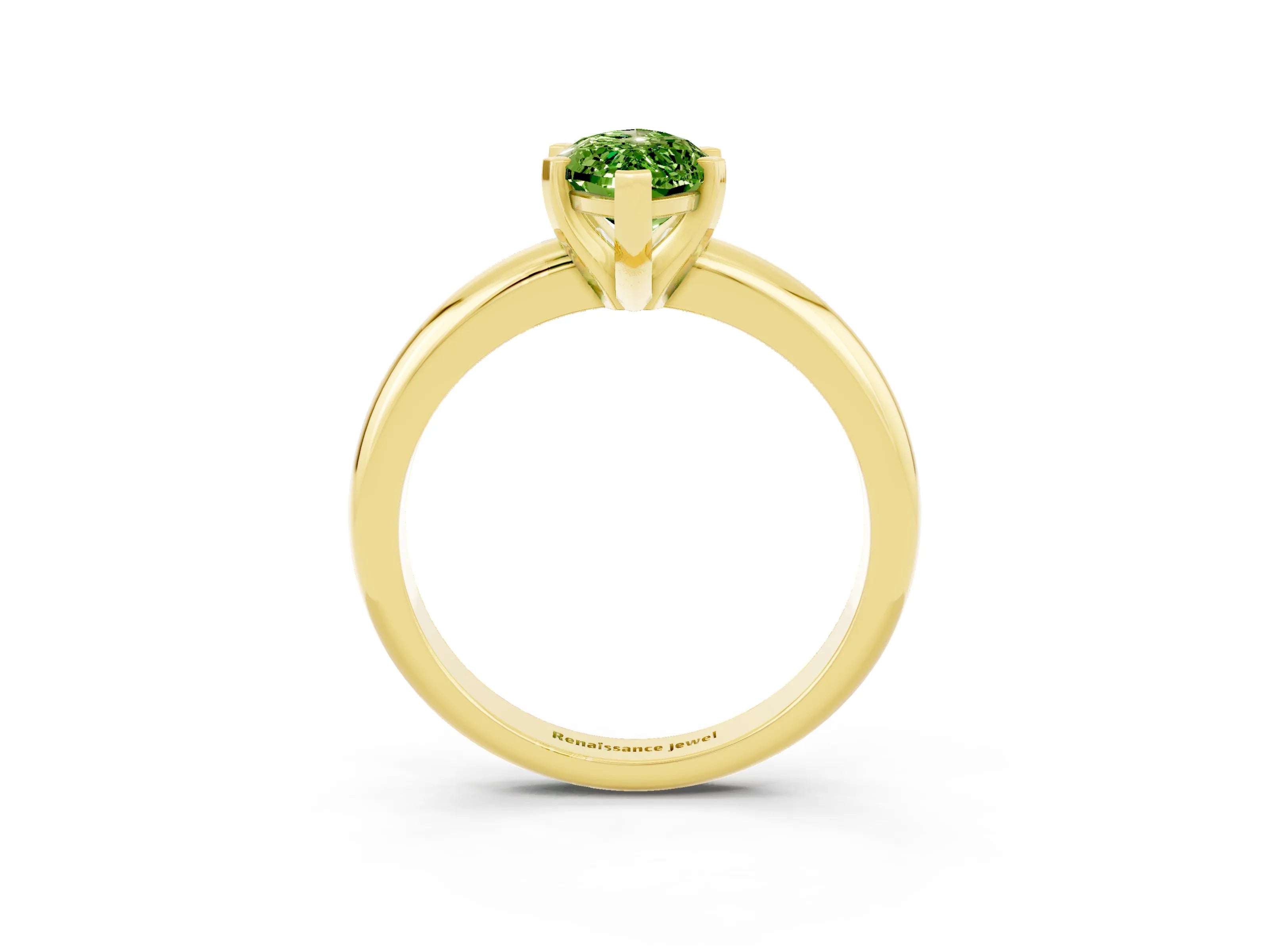 Yellow gold Marquise Cut Peridot Solitaire Engagement Ring with Round Band and Four-Prong Setting_3