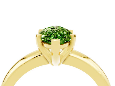 Yellow gold Marquise Cut Peridot Solitaire Engagement Ring with Round Band and Four-Prong Setting_4