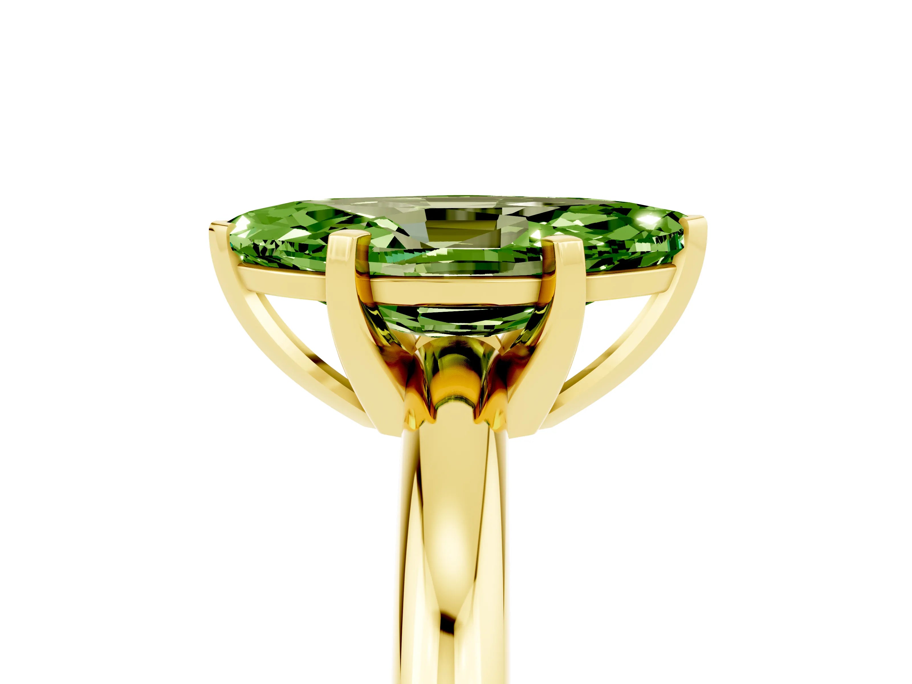 Yellow gold Marquise Cut Peridot Solitaire Engagement Ring with Round Band and Four-Prong Setting_5