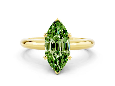 Yellow gold Marquise Cut Peridot Solitaire Engagement Ring with Round Band and Four-Prong Setting