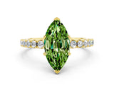 Yellow gold Marquise Cut Peridot Solitaire Pavé Band with Four-Prong Setting