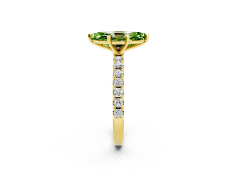 Yellow gold Marquise Cut Peridot Solitaire Pavé Band with Four-Prong Setting_2