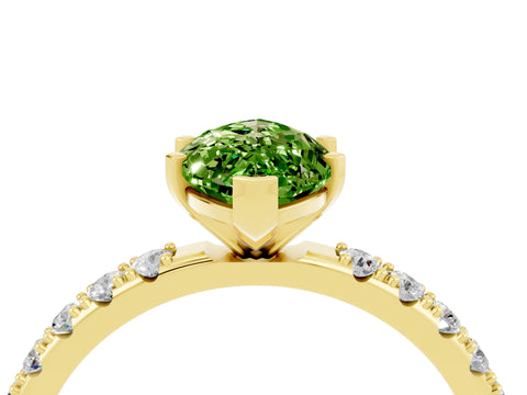 Yellow gold Marquise Cut Peridot Solitaire Pavé Band with Four-Prong Setting_4
