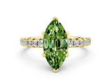 Yellow gold Marquise Cut Peridot Solitaire Pavé Engagement Ring with Round Band and Prong Setting_12