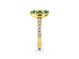Yellow gold Marquise Cut Peridot Solitaire Pavé Engagement Ring with Round Band and Prong Setting_14