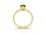 Yellow gold Marquise Cut Peridot Solitaire Pavé Engagement Ring with Round Band and Prong Setting_15