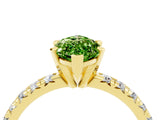 Yellow gold Marquise Cut Peridot Solitaire Pavé Engagement Ring with Round Band and Prong Setting_16