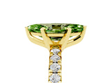 Yellow gold Marquise Cut Peridot Solitaire Pavé Engagement Ring with Round Band and Prong Setting_17