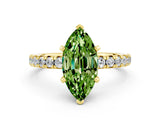 Yellow gold Marquise Cut Peridot Solitaire Pavé Engagement Ring with Round Band and Prong Setting_72