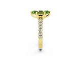 Yellow gold Marquise Cut Peridot Solitaire Pavé Engagement Ring with Round Band and Prong Setting_74