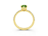 Yellow gold Marquise Cut Peridot Solitaire Pavé Engagement Ring with Round Band and Prong Setting_75