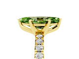 Yellow gold Marquise Cut Peridot Solitaire Pavé Engagement Ring with Round Band and Prong Setting_77